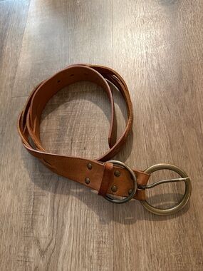 Linea Pelle Genuine Leather Braided Belt with Brass Hardware Size Large